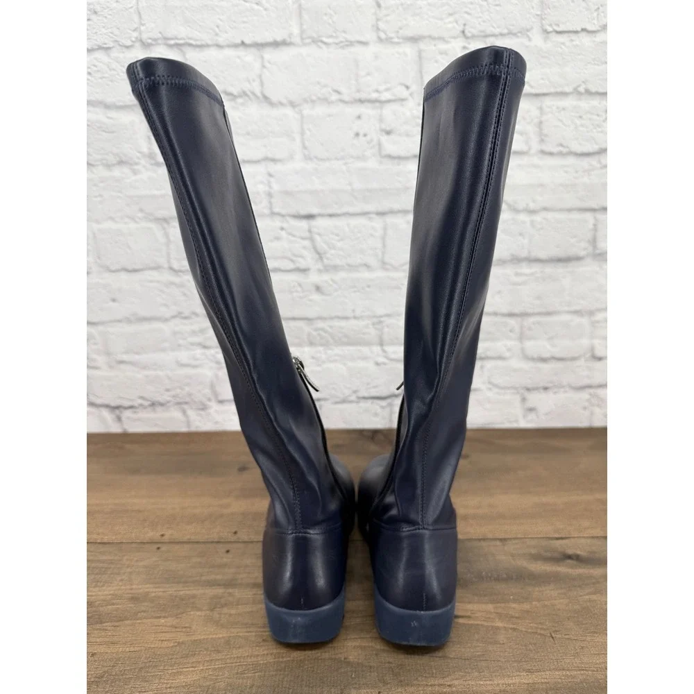 FitFlop Sumi Adjustable Navy Blue Leather Knee High Boots Size 6 US 37 EU